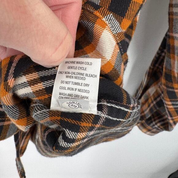 Garnet‎ Hill Grunge Flannel Button-up Shirt Womens 10 Cotton Blue Plaid - Picture 7 of 10